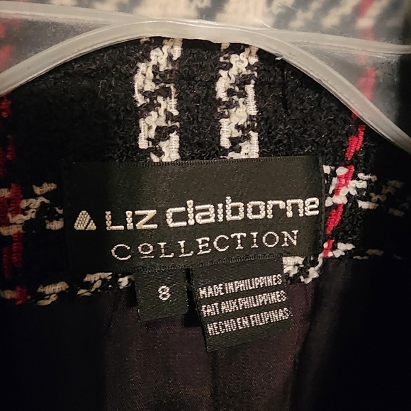 Vintage Liz Claiborne Plaid Wool Blend One Button Blazer With Pockets Size 8 - Picture 2 of 14